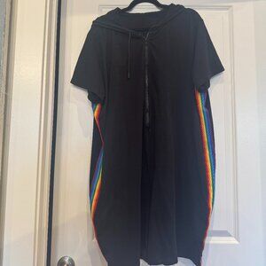TomboyX Anywhere Romper - Black with Rainbow Side Stripes - 3X